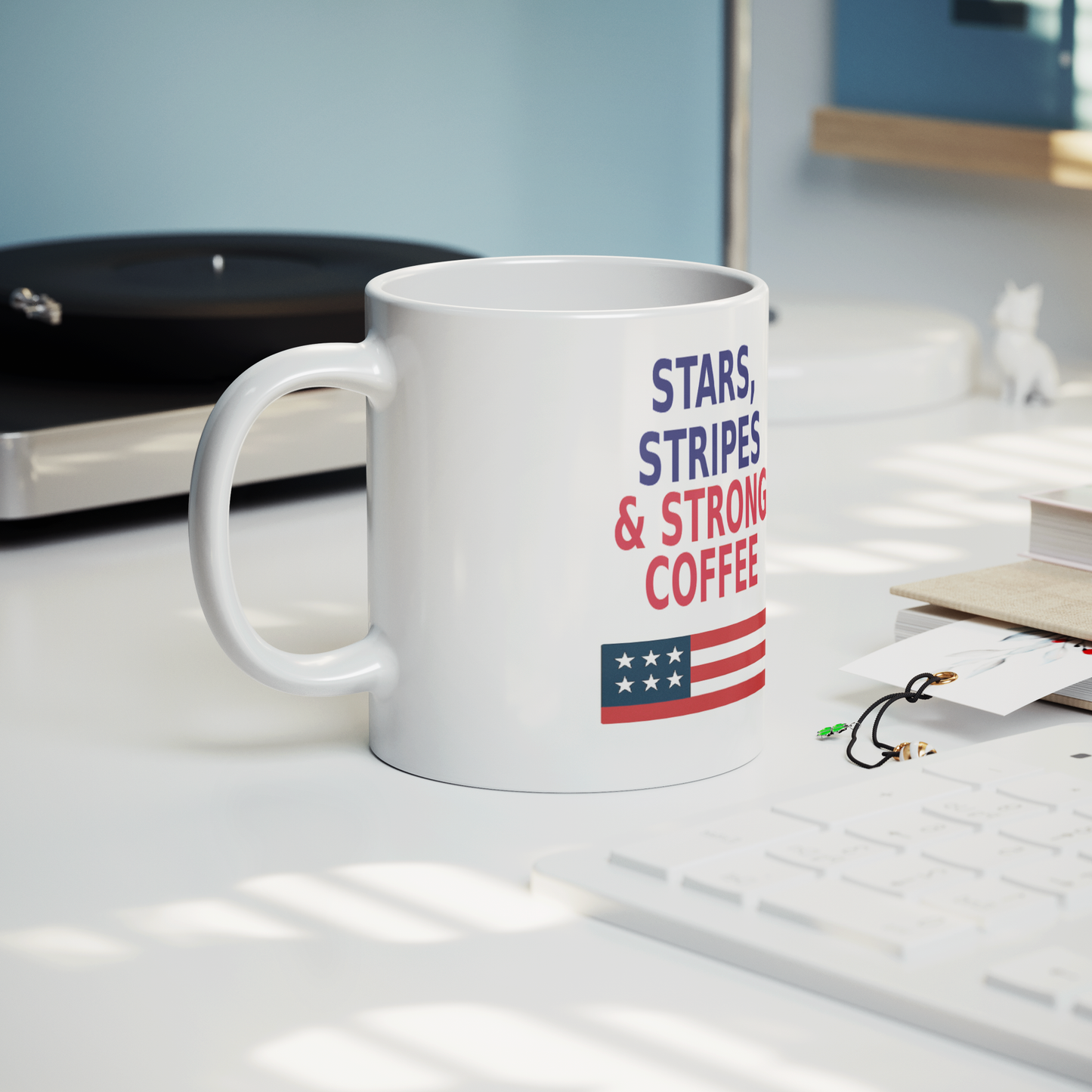 Stars, Stripes & Strong Coffee- Patriotic Mugs. Buy 3 or more and save 10%